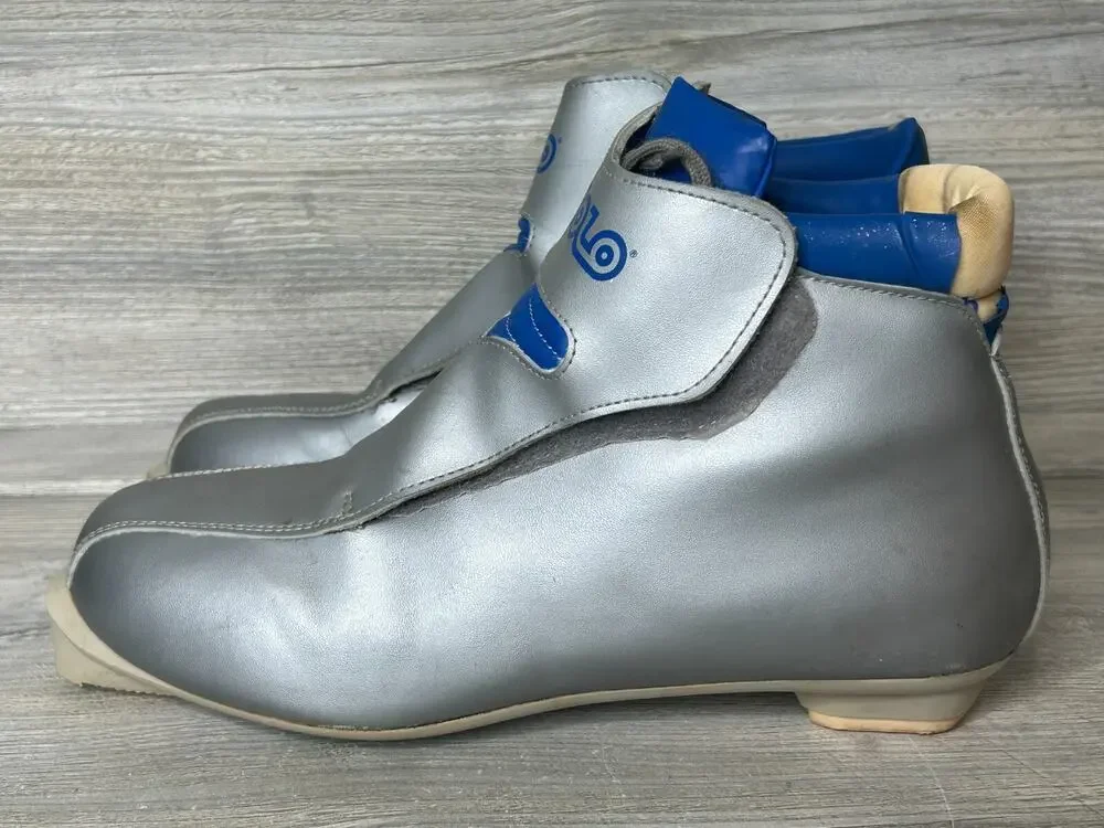 Vintage ASOLO NNN 420 Nordic Cross Country Ski Boots Men's 9.5 Silver